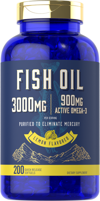 칼라일 피쉬 오일 3000mg 레몬 플레이버 퀵 릴리즈 소프트젤, 1개, 200정