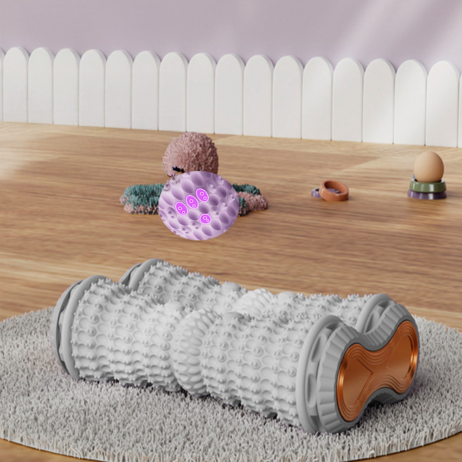 유니케이 발바닥 지압 풋롤러 마사지 종아리 안마기 17.4cm, 더블롤러 그레이, 1개