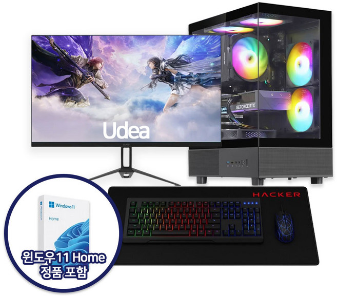 씨넥스PC 라이젠 고사양 갓성비 게이밍 완본체 컴퓨터 풀세트 윈도우 모니터 포함 조립PC C9991, 500GB, 16GB, WIN11 Home, 지포스 RTX 3050, 라이젠5 5600