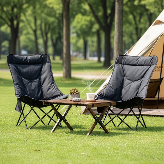 리브하움 캠핑의자 접이식 초경량 낚시 릴렉스 체어, 블랙, 2개