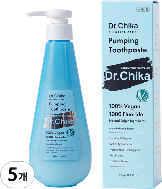 닥터치카 고불소 펌핑치약, 285g, 5개