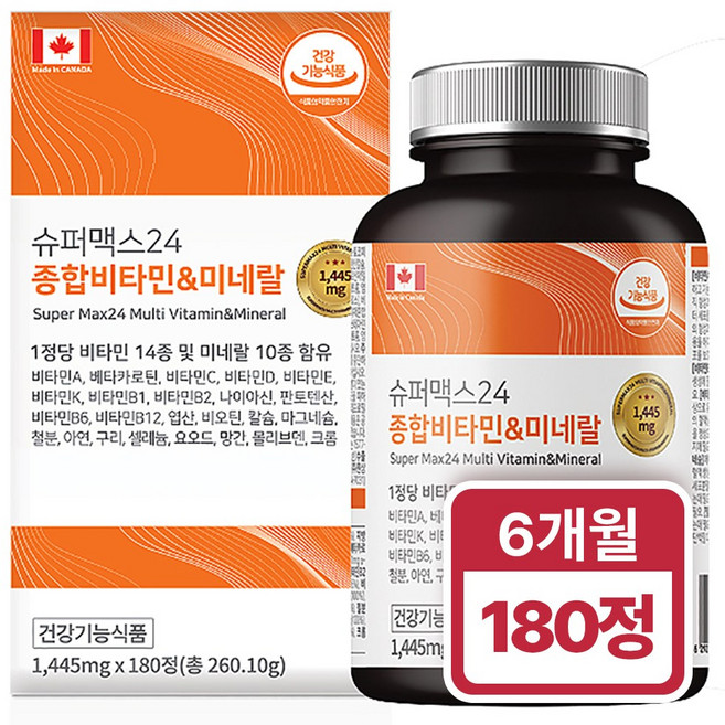힐링팩토리 슈퍼 맥스24 종합비타민 앤 미네랄, 1개, 180정