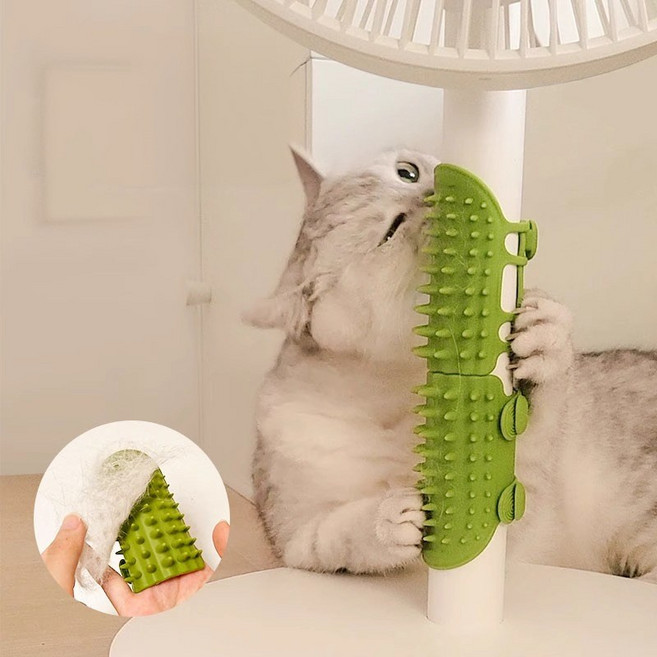 숭람 부착형 고양이 그루밍 셀프 브러쉬 스크래처, 1개, 그린
