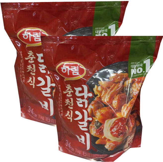 코스트코 하림 춘천식 닭갈비 아이스포장, 2개, 1kg