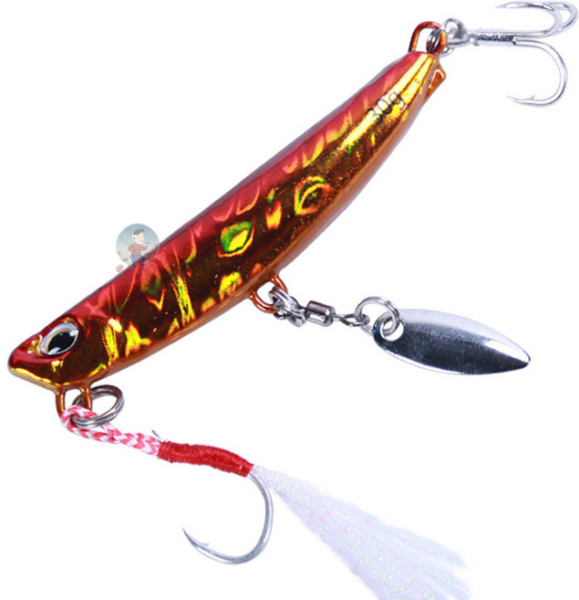 岸拋鐵板 30g 假餌 魚鉤, 岸拋鐵板（紅色）,15g, 1個