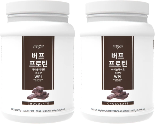 단백질 쉐이크 아이솔레이트 WPI 100% 유청 단백질 보충제 파우더 초코맛, 1.5kg, 2개 - 쿠팡
