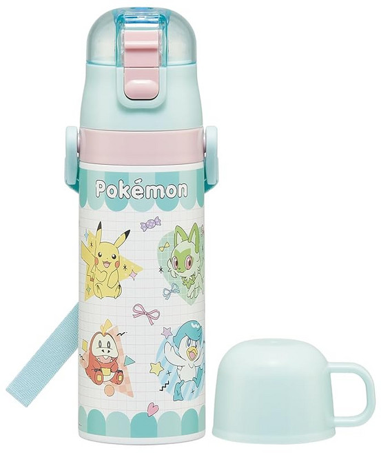 스케이터Skater용 스텐레스 물병 2way 직음 470ml 컵술잔 430ml에 부드러운 타입 포켓몬 팝핑업 보온 보냉 waterbottle 스포츠 어린이 물병 SKDC4A, 1개