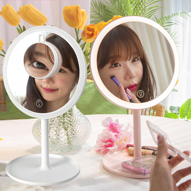 LED 화장대 조명 거울 무드등 5배확대경 3색조명 밝기조절 화장거울, 화이트