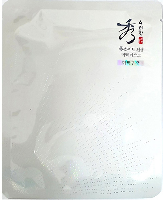 (무료배송) 수려한 화이트 진생 미백 마스크 33ml X 10매 / 미백 기능성 / 시트마스크팩, 10개입, 1개