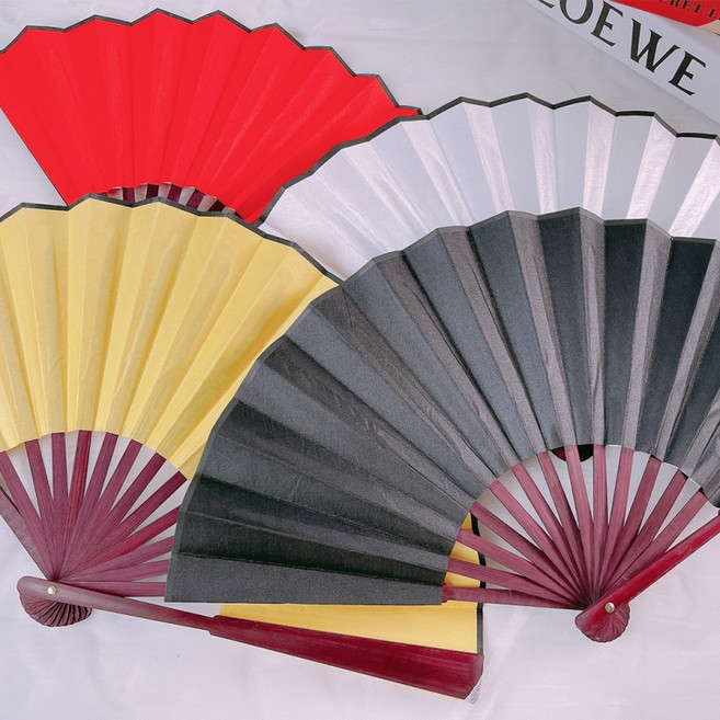 전통 무지 대나무 접이식 부채 소 중 대 여름 시즌 손부채, 무지 대나무 접이식 부채(대)-레드, 레드(대), 1개