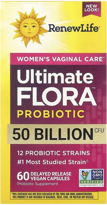 몸관리하세요 겨울입니다 Renew Life Ultimate Flora™ 프로바이오틱 여성 질 건강 관리 500억CFU 지연 방출 베지 캡슐 60정 특별관리진행, RenewLifeUltimateFlora프로바이오틱여성, 1 - 쿠팡