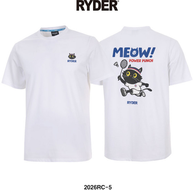 라이더 배드민턴 티셔츠 반팔 상의 남녀공용 반팔티 코튼라이크 오버핏 화이트 2026RC-5