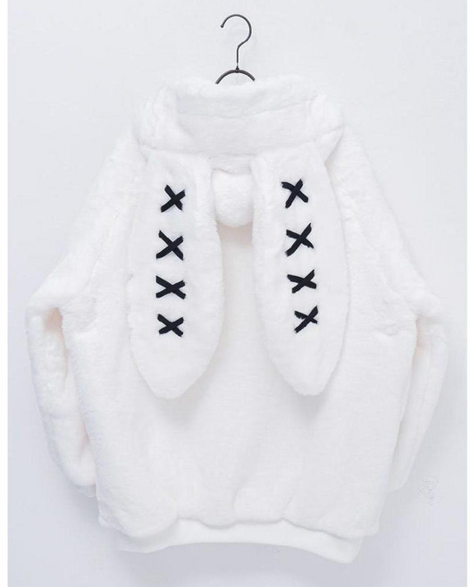 여성 후드집업 지뢰계 여친룩 캐주얼 데일리 토끼귀 오버핏 귀여운 니트 털 투웨이 상의