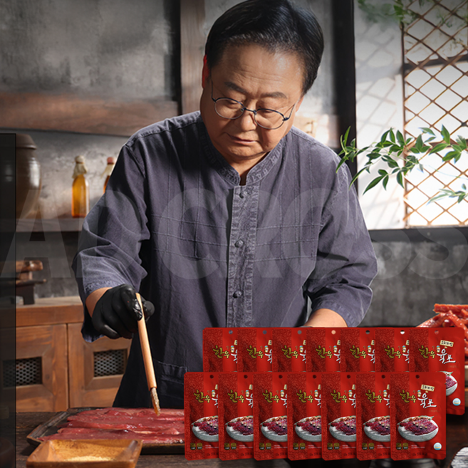 [인포벨]애드크로스 홈쇼핑 프리미엄 한우육포 간식 육포장인 윤봉기 고기스낵 저지방 안주, 1세트, 210g