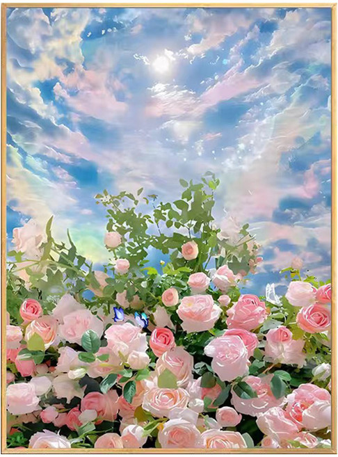 코지하루 DIY 명화그리기 물감 2세트 유화 그림 그리기 아크릴화 40x50, 하늘과 꽃B (A288), 1개