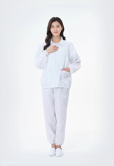 靜電服 連帽大褂 防塵工作服 男女無塵衣, 1個, 白色-上衣+褲子,2XL 碼  135-150斤, 白色