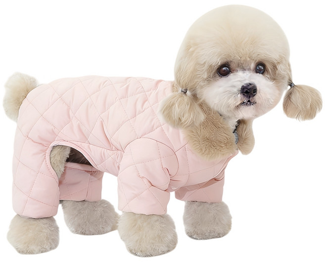 쭌스타 강아지 패딩 반려동물 겨울옷 애견옷 올인원 방한 의류, 1개, 핑크