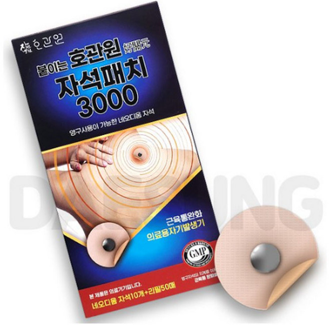 붙이는 호관원 자석패치 3000 가우스 동전파스 의료용 자기발생기, 1개, 60매입