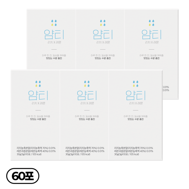 얌티 수분충전 리치 레몬, 3g, 6박스, 10개입