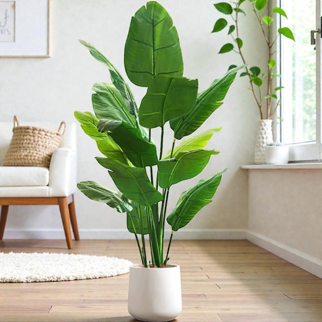 大型綠色觀葉植物裝飾 天堂鳥1.8公尺室內仿真植栽（贈送花盆）, 招財納福旺宅天堂鳥1.8公尺室內大型仿真植栽（贈送花盆）, 1個