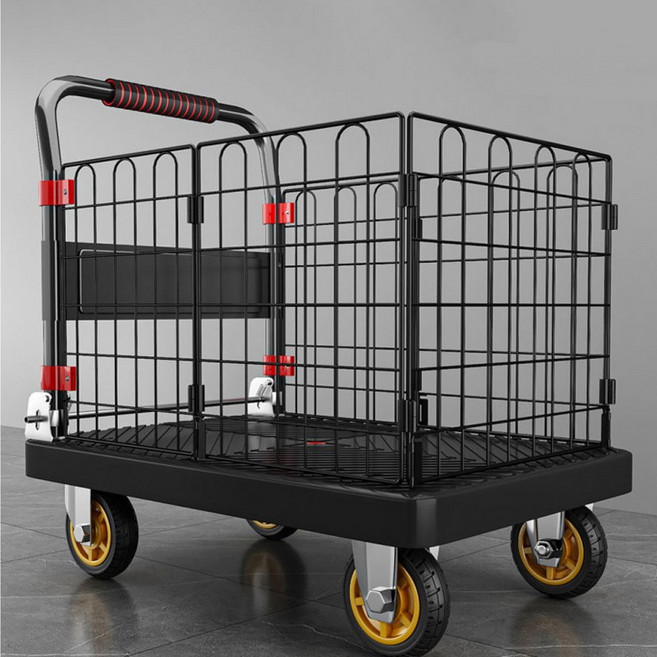 손수레 이동식 구르마 카트 코난툴즈 쇼핑 철망 L접이식 마트, 1개, E코난툴즈 접이식철망카트(60X90)