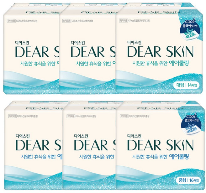 디어스킨 에어쿨링 중형(16P) 3팩+ 대형(14P) 3팩, 1개, 1개입, 중형