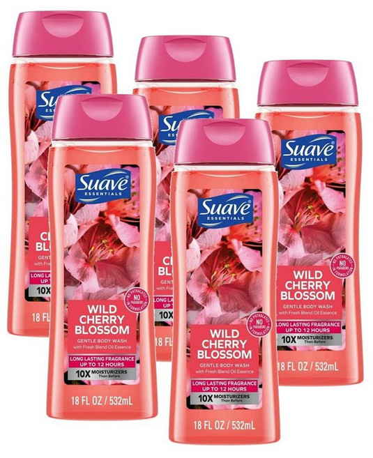 수아브 에센셜 젠틀 바디워시 와일드 체리 블라썸. Suave Essentials Gentle Body Wash Wild Cherry Blossom., 510g, 5개