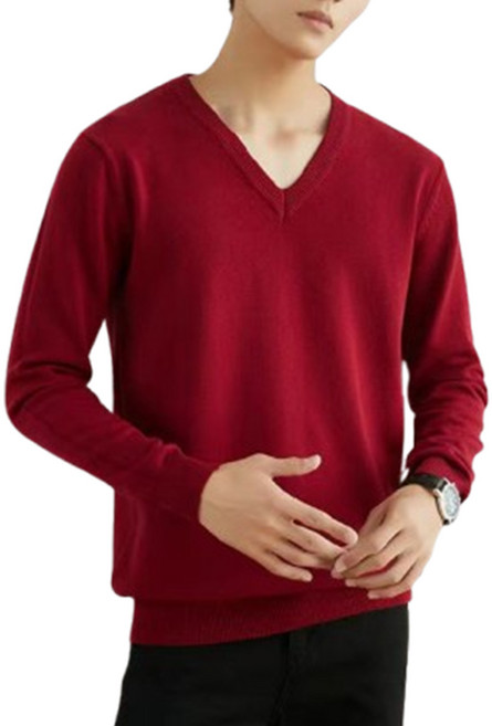 에리페 남성용 베이직 라인 클린 V넥 긴팔 니트