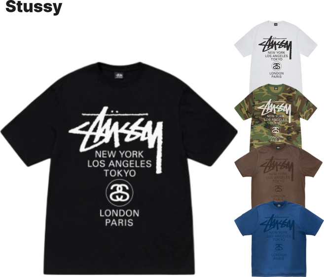 스투시 월드 투어 반팔 티셔츠 남성 여성 공용 STUSSY TEE 정품