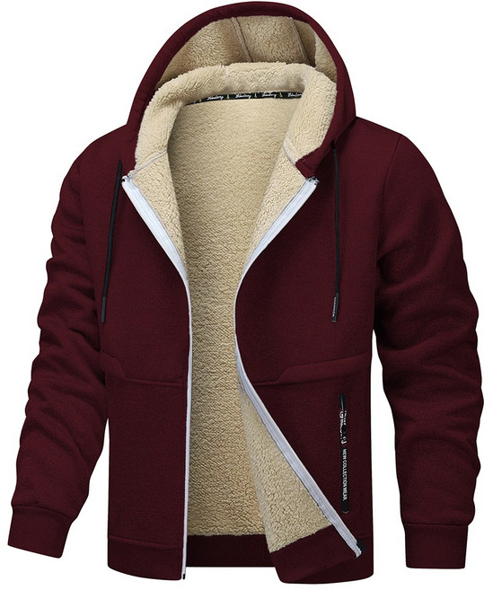 남성용 두껍고 따뜻한 플리스 후드 스웨트셔츠 캐주얼 스포츠 멀티컬러 지퍼 재킷 후드티
