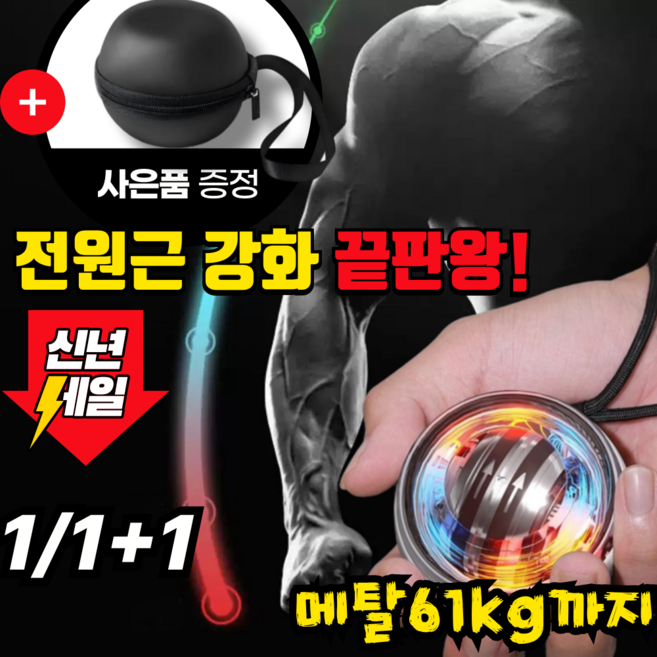 [고급 케이스 증정]메탈 크립볼 정원근 상완요골근 강화 트레이닝 자이로볼 61KG까지, 1개, 블랙
