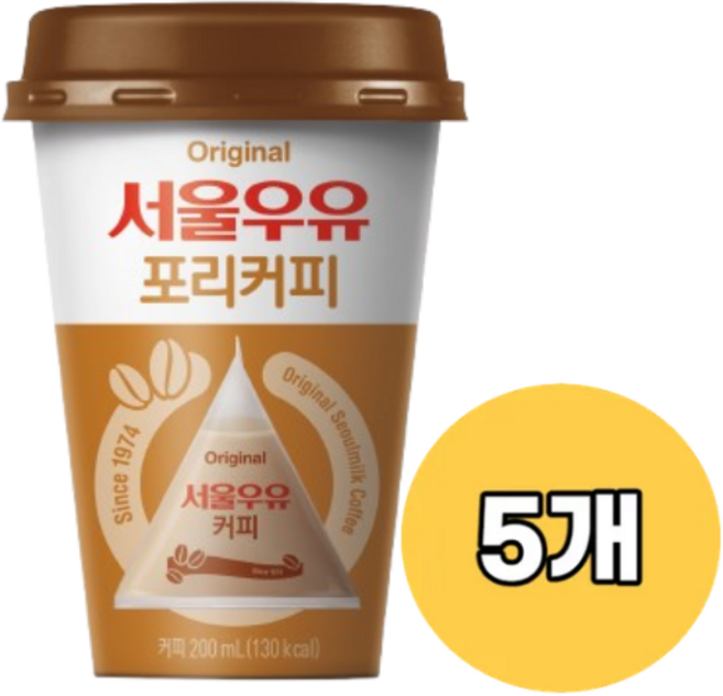 서울우유 포리커피 삼각포리 컵커피우유, 5개, 200ml