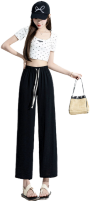 브라우터 여성용 구김없는 찰랑 아이스 여름바지 밴딩 팬츠