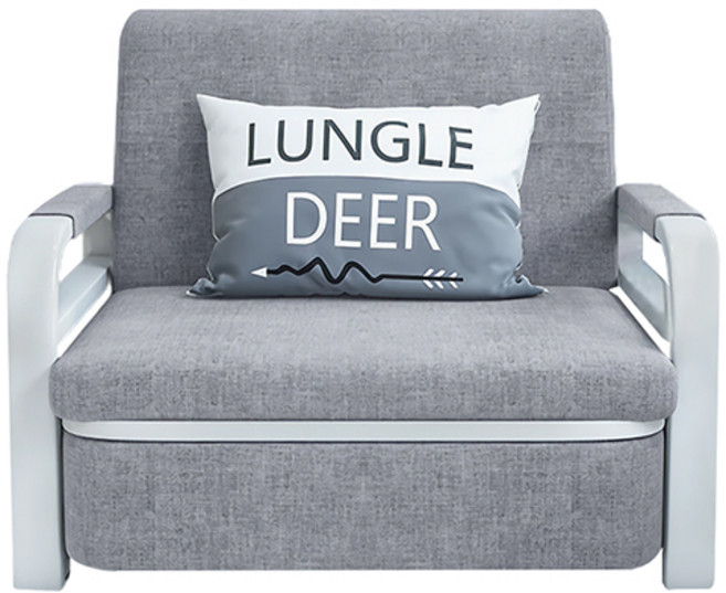 LADUTA多功能兩用沙發床 親膚棉麻 穩固鋼架, 白架淺灰/1.08米5公分海綿+儲位