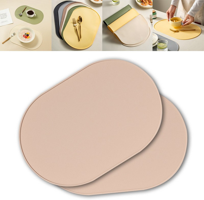 올라이이프지 실리콘 식탁 테이블 매트 대형 방수 깔개 2P, 2개, 대(39x27cm), 인디 핑크