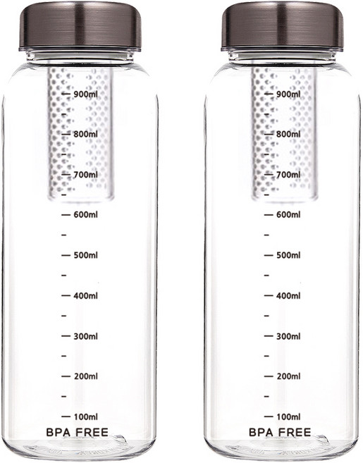 블랙눈금 차거름망 티보틀 보리차 티백 트라이탄 그레이메탈 보틀, 2개, 1L, 블랙눈금 트라이탄 그레이 메탈