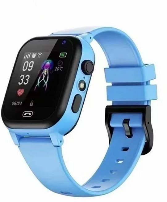 SMARTWATCH 통화 방수 GPS 4G 위치 SOS 소녀 안드 카메라 시계 카드 스마트 SIM 선물을위한 소년, Blue, 1개