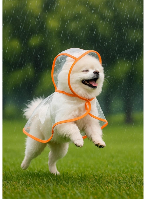강아지 레인코트 방수 방풍 방한 투명 바람막이, 1개, 랜덤