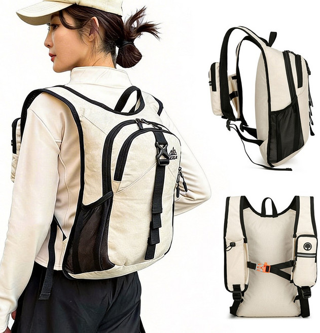 Jeernare 방수 초경량 3층 등산가방 접이식 수납 일체형 등산배낭 낚시 사이클 트레일러닝 백팩, 오트밀 베이지