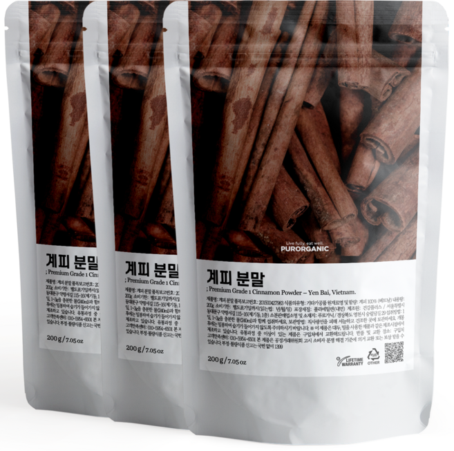 푸로가닉 베트남 yb1등급 계피가루, 3개, 200g