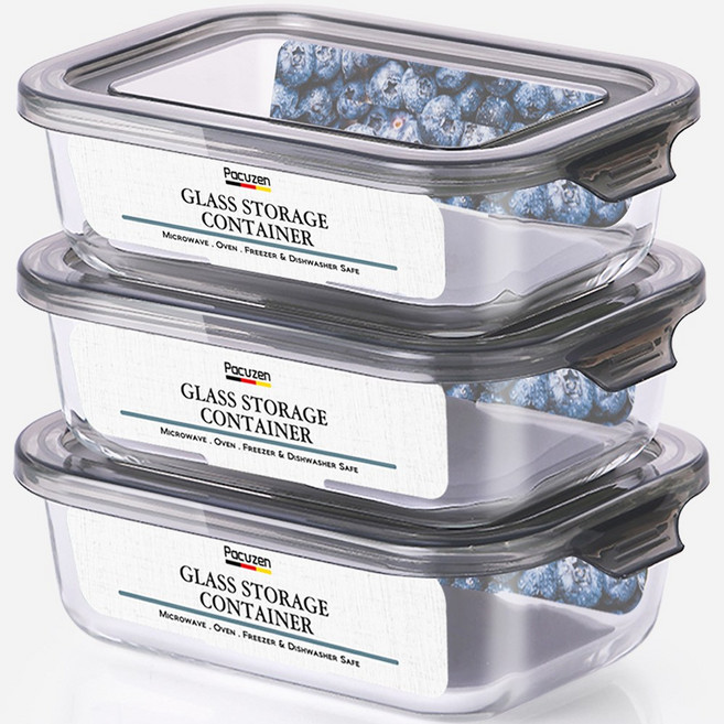 이지캡 내열유리 반찬통 밀폐용기세트 1100ml 3p, 3개