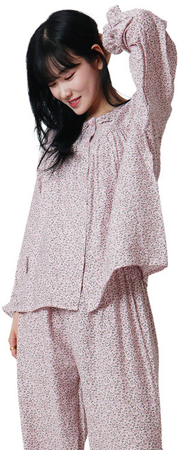 폭스 풍경인견 프릴 긴팔 오픈 잠옷세트 E6 여성용