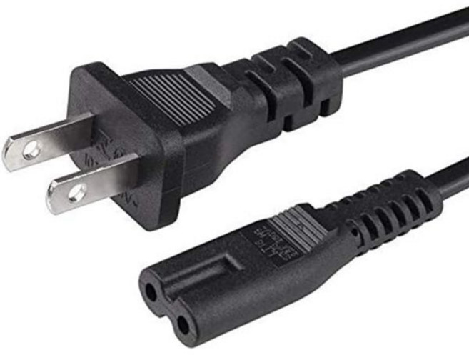 AC 전원 코드 1.5m5피트 교체 표준 2슬롯 2프롱 공급 어댑터 케이블TV PS4 PS5 스피커 모니터 Xbox용