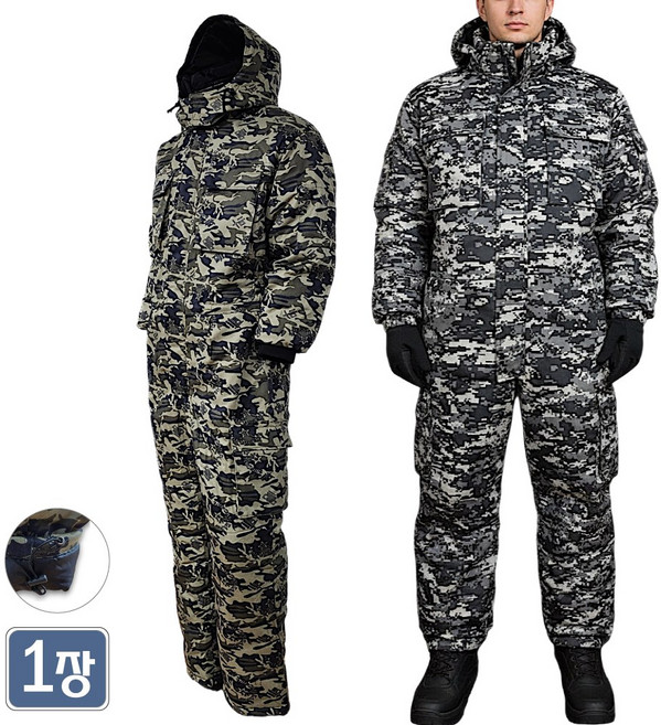 야인시대 겨울 남성 일체형 점프슈트 작업복 우주복 후드 방한복세트