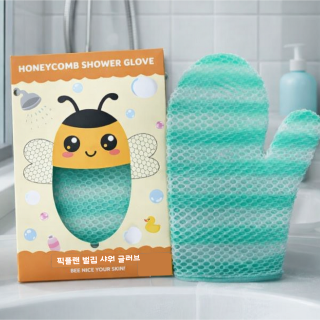 픽플랜 벌집 샤워 글러브 TPU 스트라이프 저자극 샤워장갑, 1개, 1개입, 아쿠아 민트