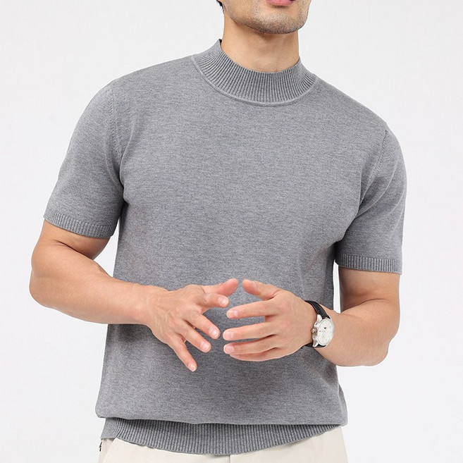 글리멜로 남자 봄 가을 겨울 라운드 폴라 니트 반팔 티셔츠