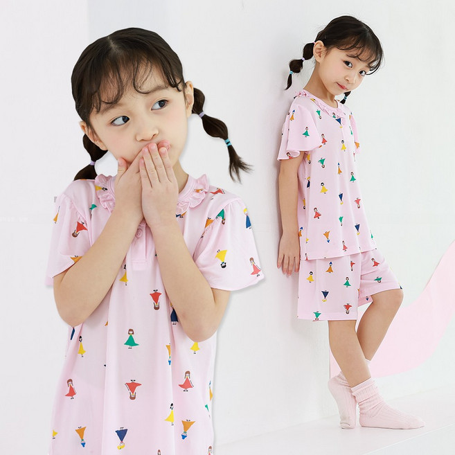 유아 인견 내복 여름 아기 내의 주니어 5부 실내복