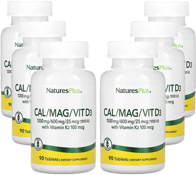 네이쳐스플러스 비타민 K2가 포함된 Cal/Mag/Vit D3, 90정, 6개
