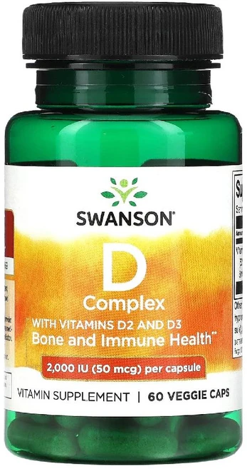 스완슨 비타민D2 및 D3 베지 캡슐 60정, 1개 - 쿠팡