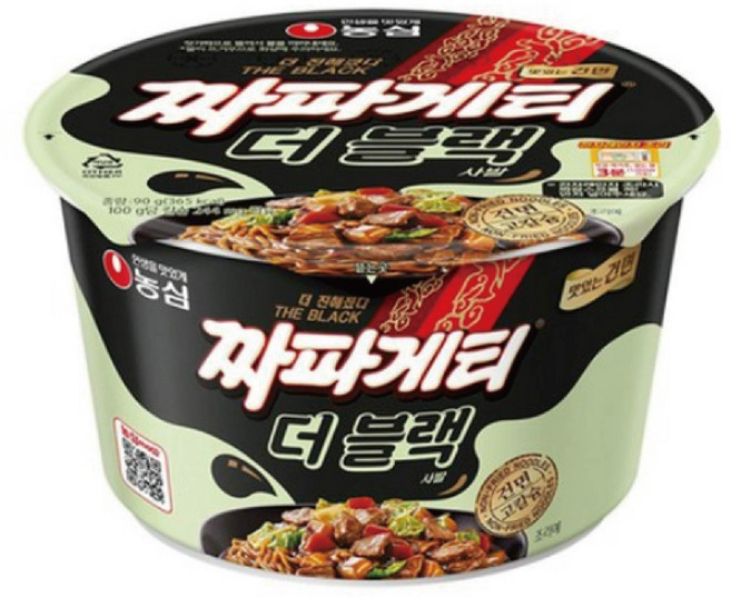 컵라면 큰사발 농심 짜파게티 더블랙 90g, 32개